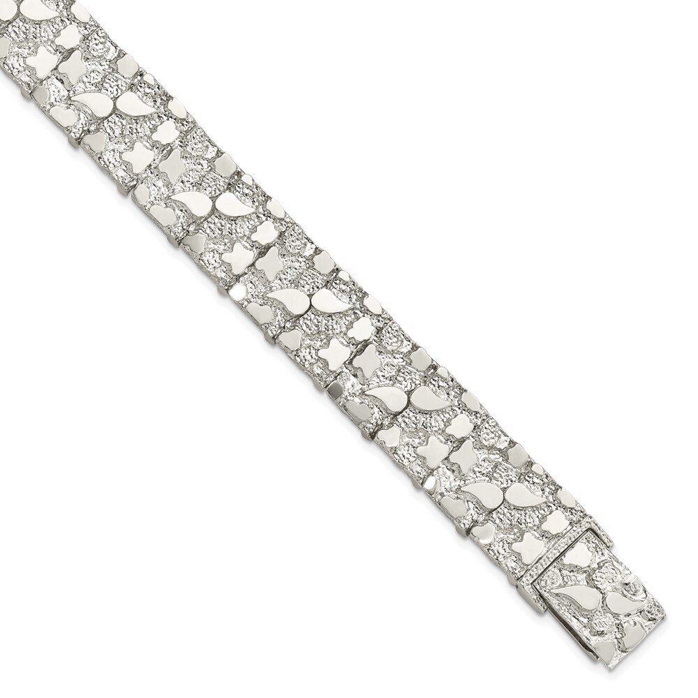 Kazi Luxury Sterling Silver 15mm Nugget Bracelet